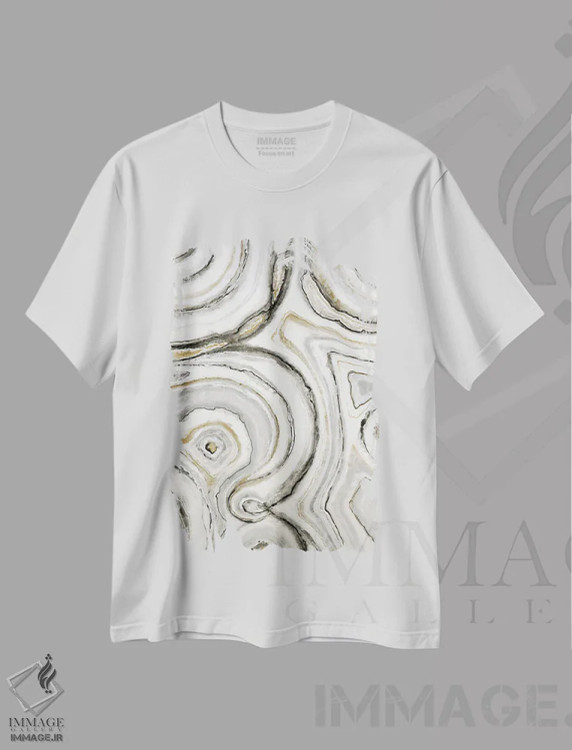 تیشرت سفید طرح دار سایه های خاکستری، آبستره اثر لیز جاردین | immage.ir