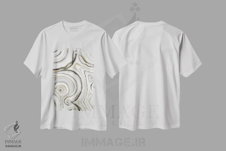 تیشرت سفید طرح دار سایه های خاکستری، آبستره اثر لیز جاردین | immage.ir