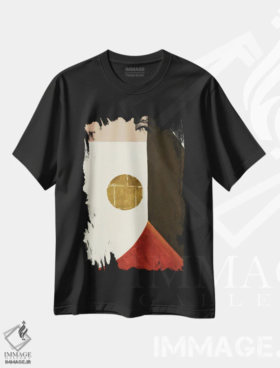 تیشرت مشکی طرح دار نُت های بالا ۳، آبستره اثر لیز جاردین | فروشگاه ایماژ