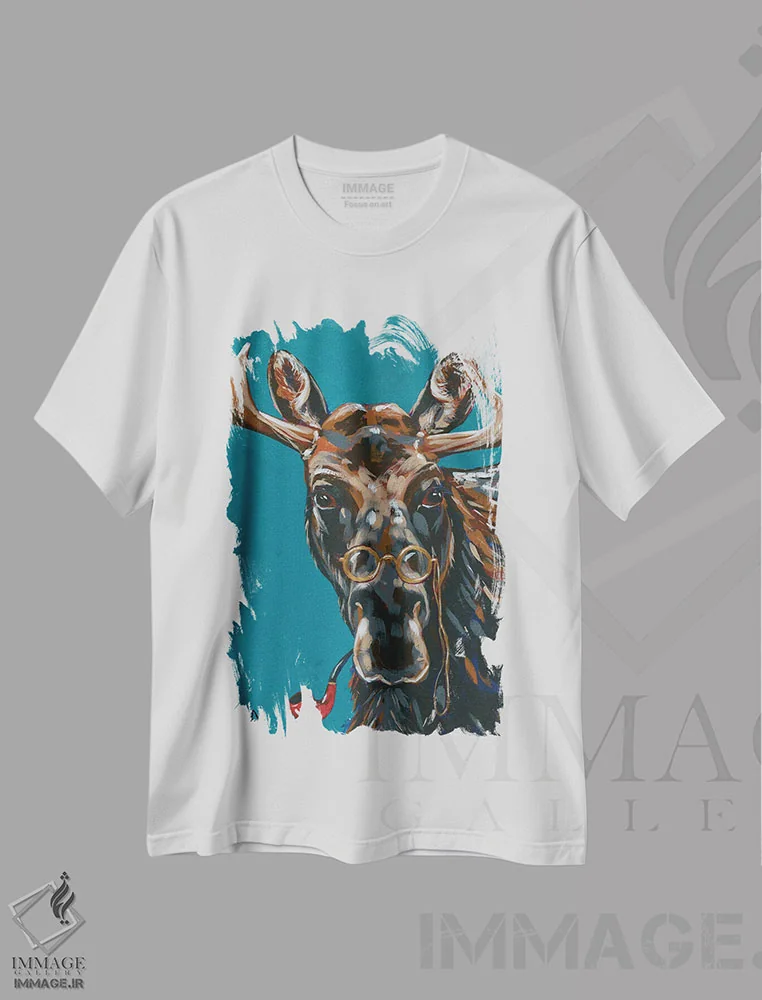 تیشرت سفید طرح دار حیوانات جاسوس II - گوزن مرموز، مدیوم اثر جودی آگوستین | immage.ir