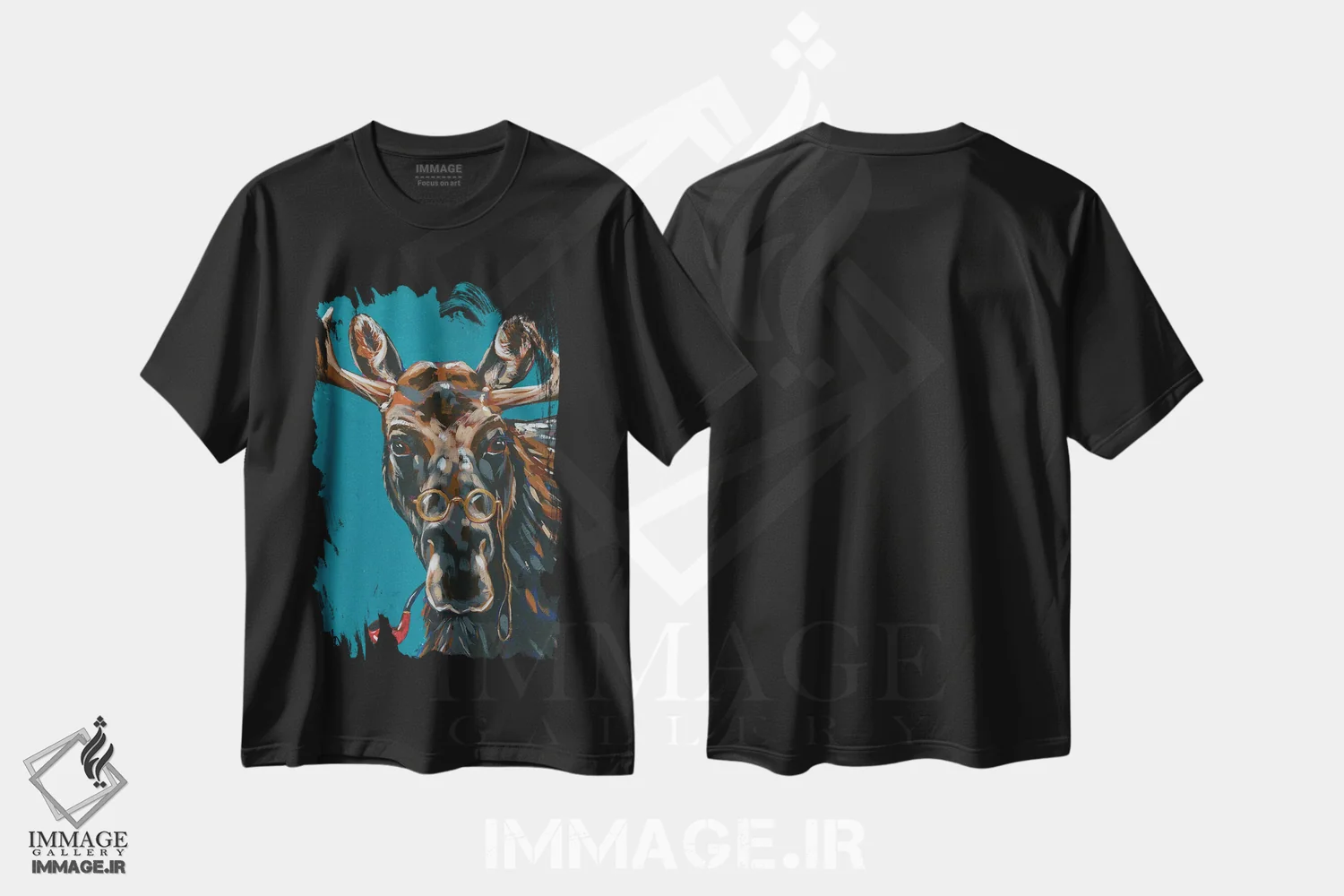 تیشرت مشکی طرح دار حیوانات جاسوس II - گوزن مرموز، مدیوم اثر جودی آگوستین | فروشگاه ایماژ