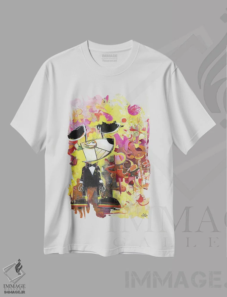 تیشرت سفید طرح دار همه چیز با یک نقطه آغاز می شود، مدیوم اثر جک آوتیسیان | فروشگاه ایماژ