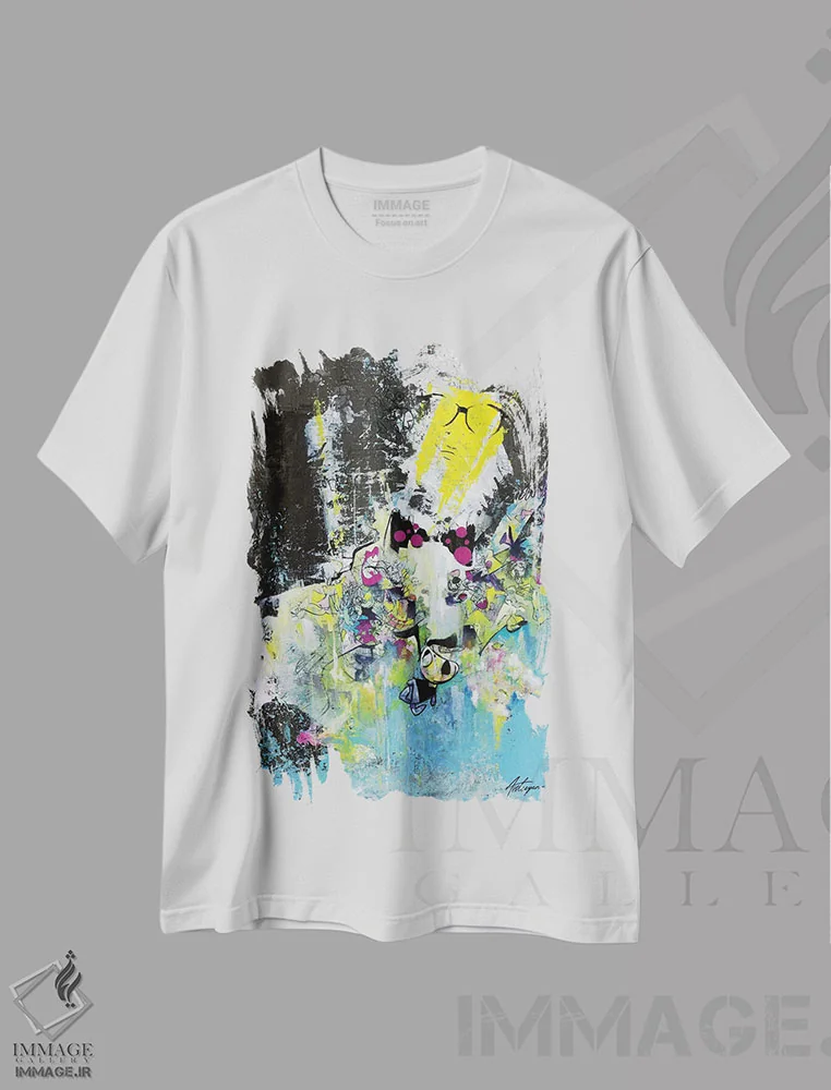 تیشرت سفید طرح دار استاد با پاپیون اثر جک آوتیسیان | فروشگاه ایماژ