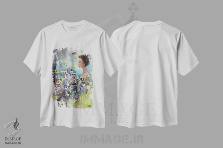 تیشرت سفید طرح دار آرامش در میان هرج و مرج، مدیوم اثر جک آوتیسیان | immage.ir