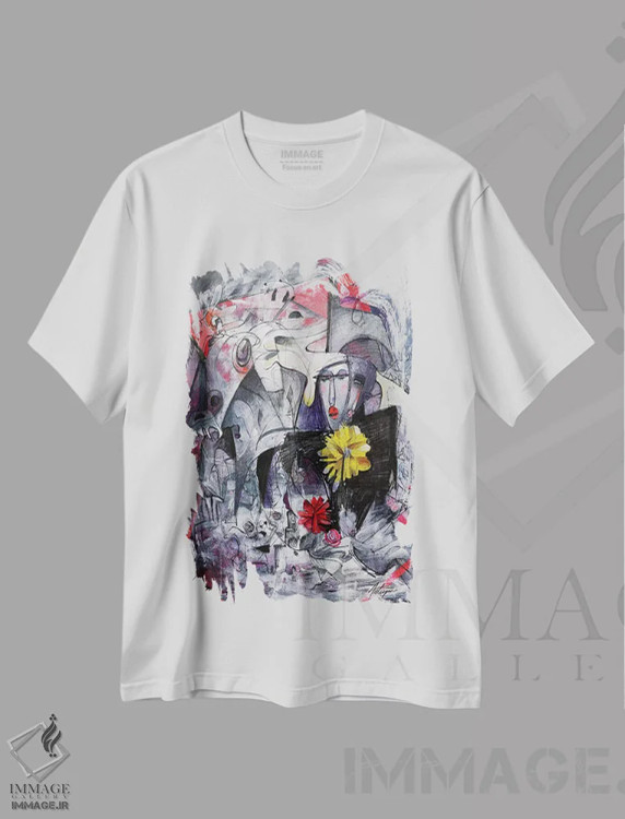 تیشرت سفید طرح دار آشوب اثر جک آوتیسیان | immage.ir
