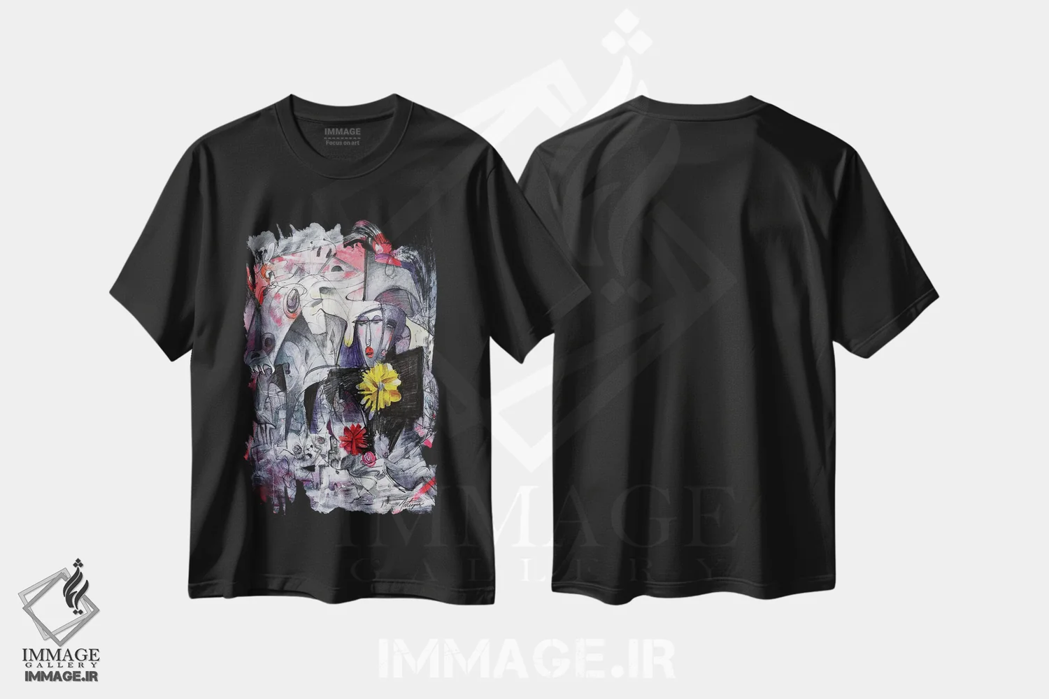 تیشرت مشکی طرح دار آشوب اثر جک آوتیسیان | فروشگاه ایماژ