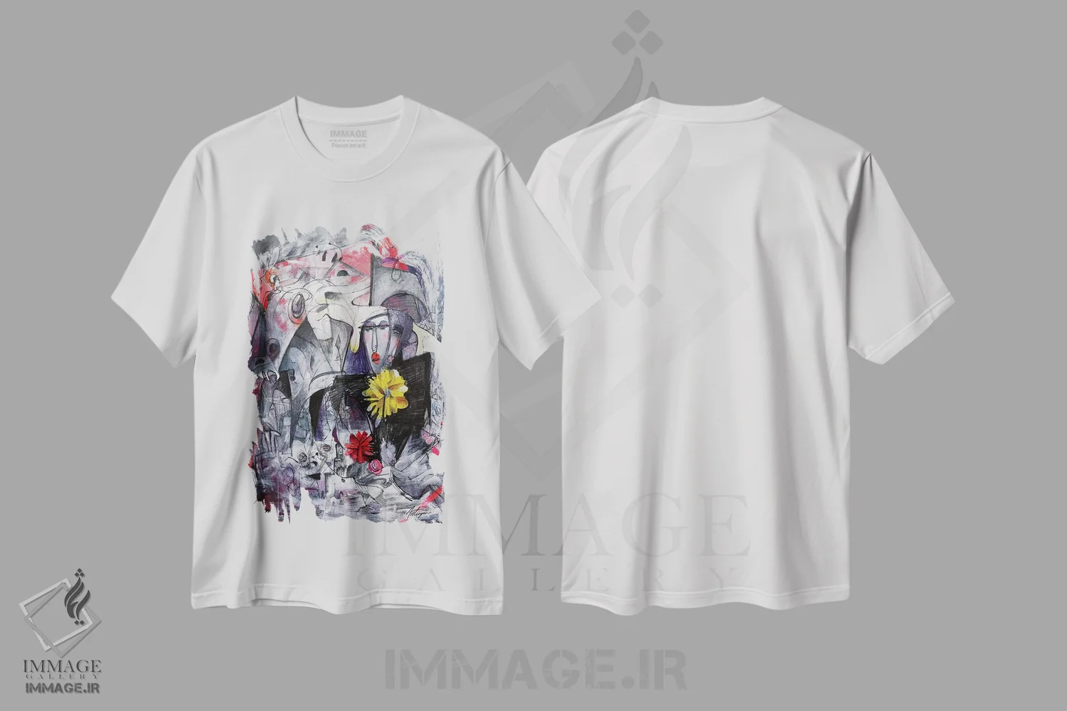 تیشرت سفید طرح دار آشوب اثر جک آوتیسیان | immage.ir