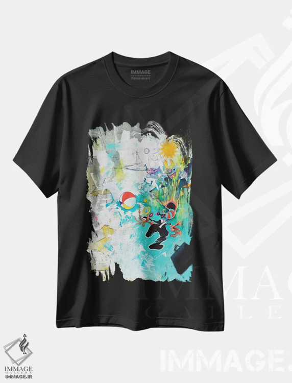 تیشرت مشکی طرح دار باز شدن اثر جک آوتیسیان | فروشگاه ایماژ