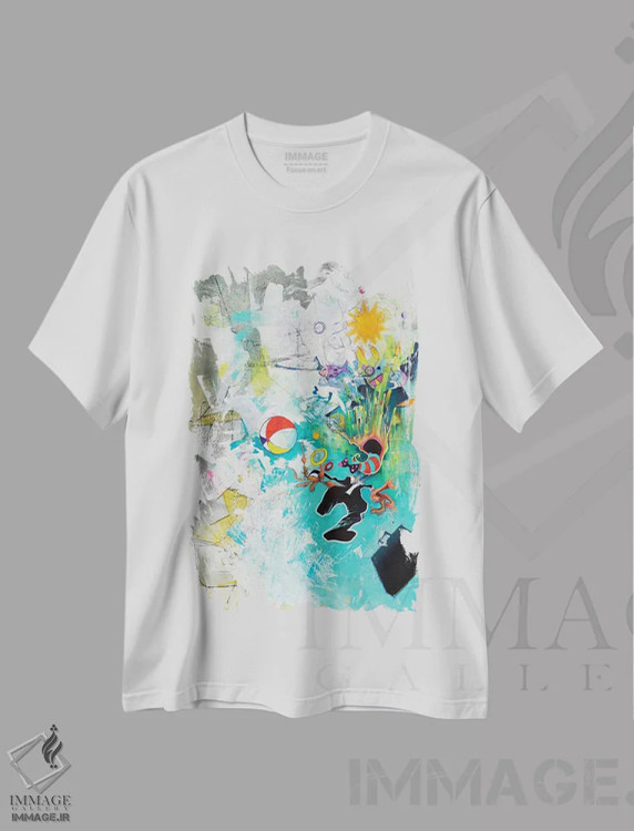 تیشرت سفید طرح دار باز شدن اثر جک آوتیسیان | immage.ir