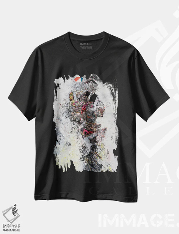 تیشرت مشکی طرح دار زمان بازی اثر جک آوتیسیان | immage.ir
