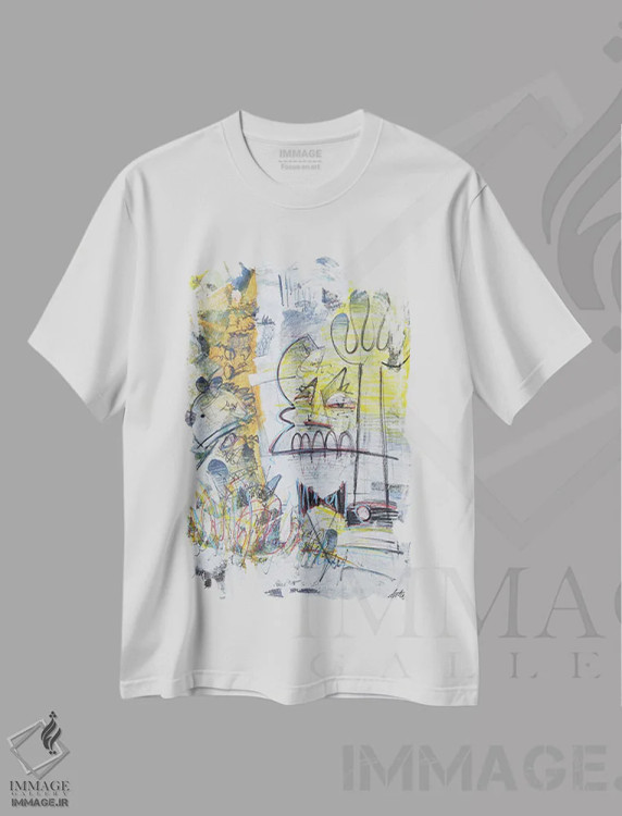 تیشرت سفید طرح دار بین دانایی و نادانی اثر جک آوتیسیان | فروشگاه ایماژ