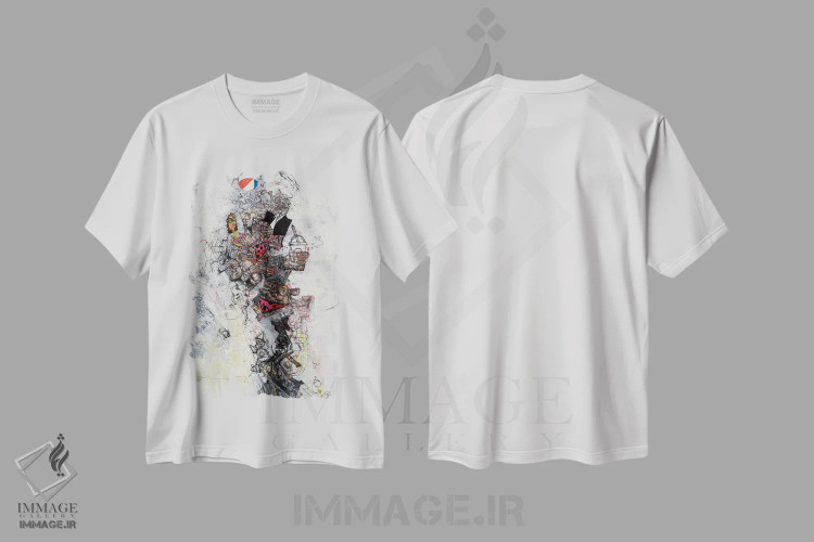 تیشرت سفید طرح دار زمان بازی اثر جک آوتیسیان | فروشگاه ایماژ
