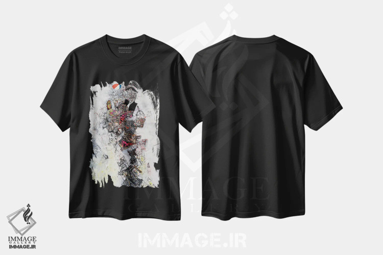 تیشرت مشکی طرح دار زمان بازی اثر جک آوتیسیان | immage.ir