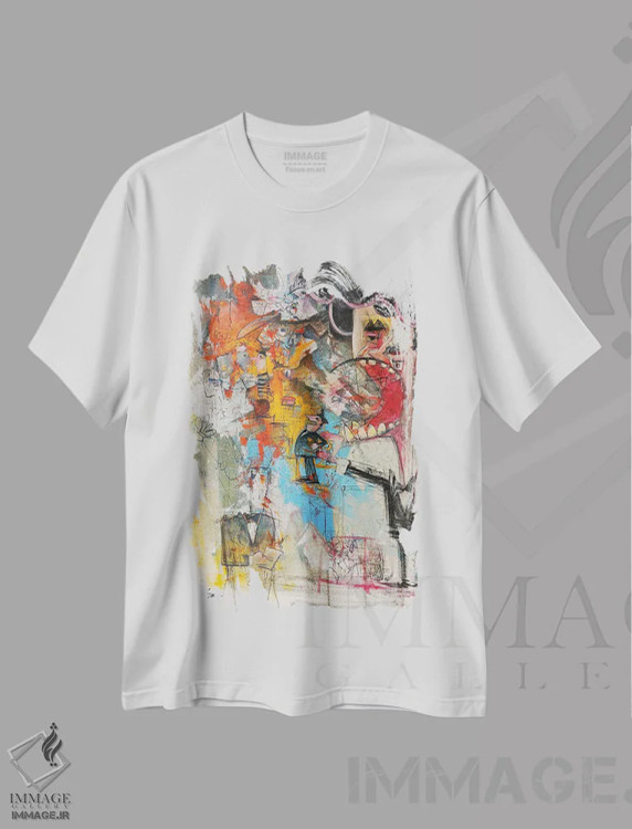 تیشرت سفید طرح دار عروسک های خیمه شب بازی اثر جک آوتیسیان | immage.ir