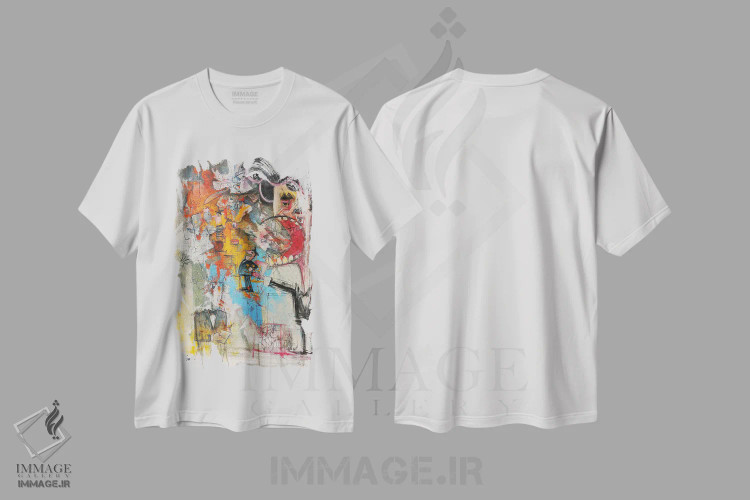 تیشرت سفید طرح دار عروسک های خیمه شب بازی اثر جک آوتیسیان | immage.ir