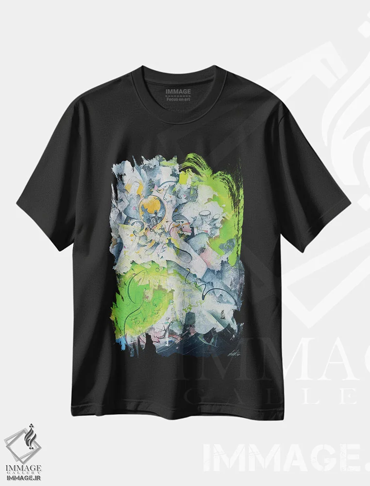 تیشرت مشکی طرح دار آغاز اثر جک آوتیسیان | فروشگاه ایماژ