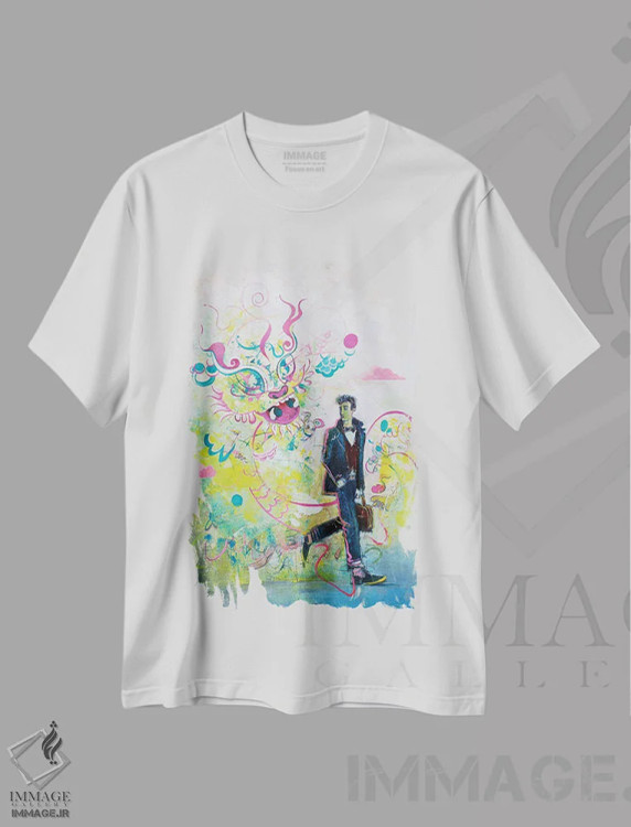 تیشرت سفید طرح دار اتفاق خنده داری در راه رخ داد، آبستره اثر جک آوتیسیان | فروشگاه ایماژ