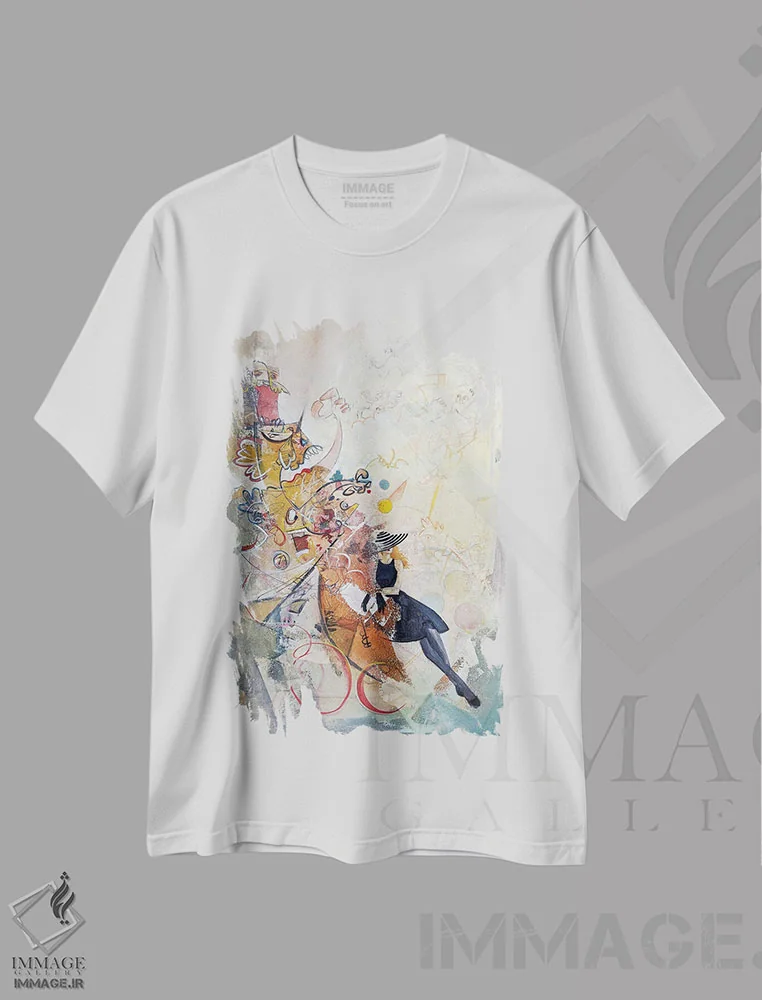 تیشرت سفید طرح دار پرستش ونوس، آبستره اثر جک آوتیسیان | فروشگاه ایماژ