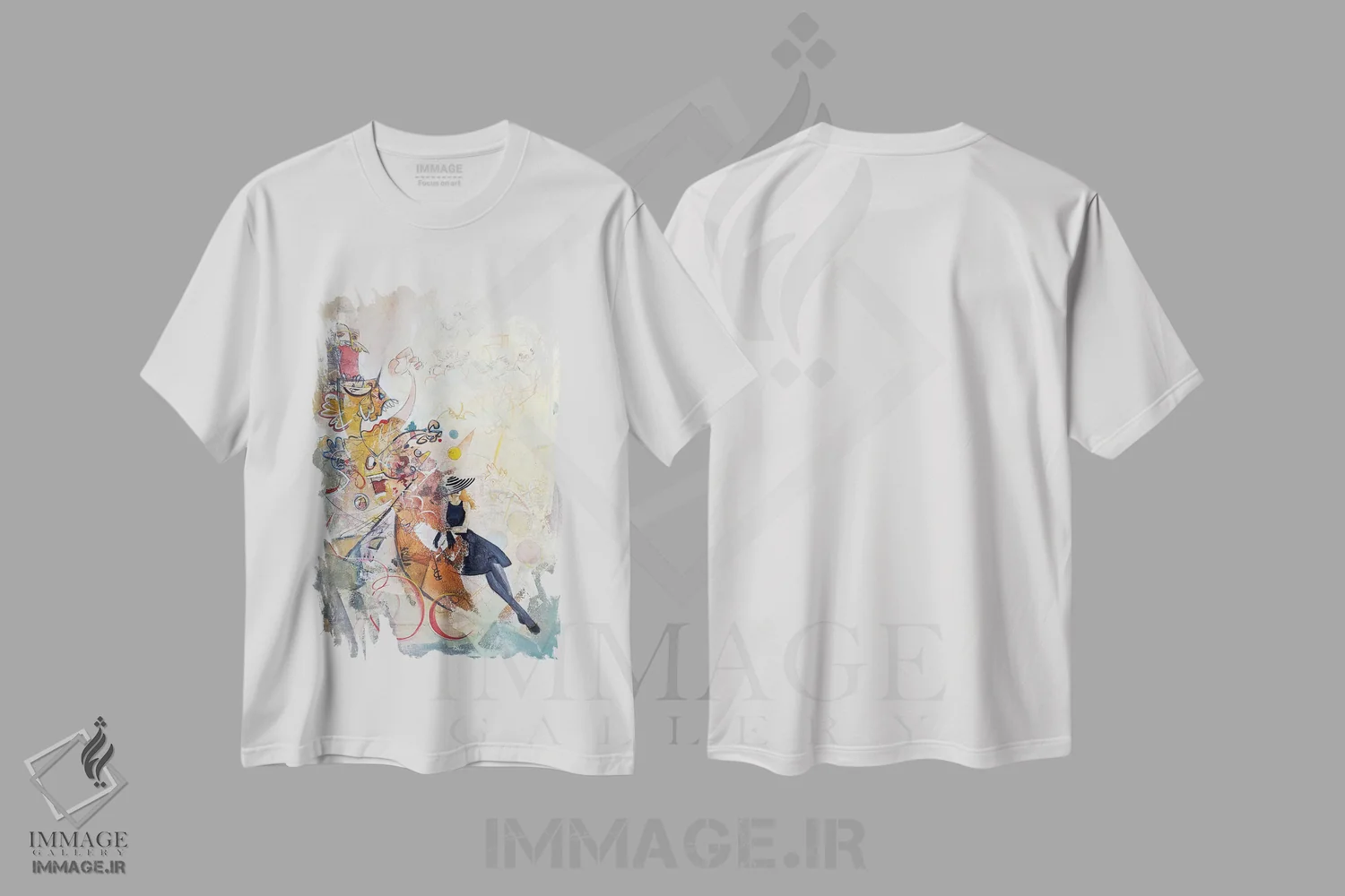 تیشرت سفید طرح دار پرستش ونوس، آبستره اثر جک آوتیسیان | فروشگاه ایماژ