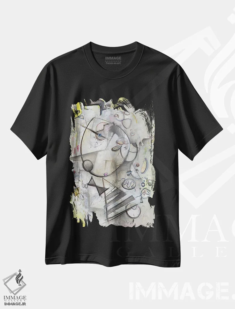 تیشرت مشکی طرح دار سال های اولیه III، آبستره اثر جک آوتیسیان | فروشگاه ایماژ