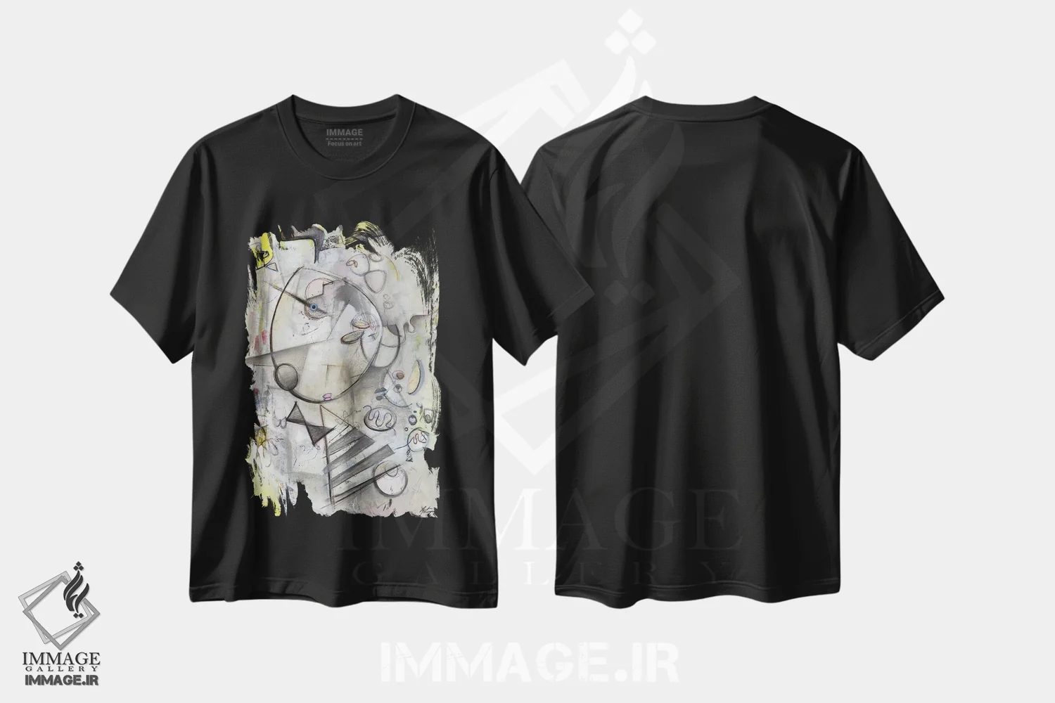 تیشرت مشکی طرح دار سال های اولیه III، آبستره اثر جک آوتیسیان | فروشگاه ایماژ