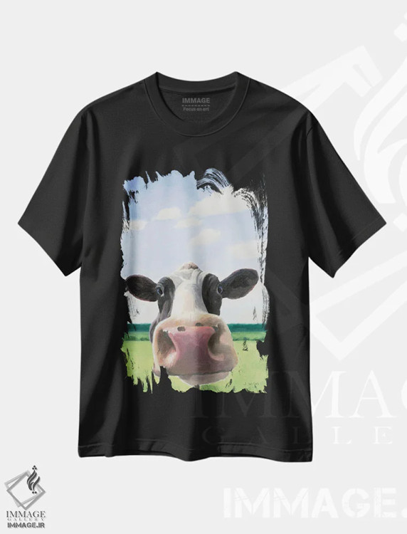 تیشرت مشکی طرح دار گاو بامزه، دکور معاصر اثر جیمز وینس | immage.ir