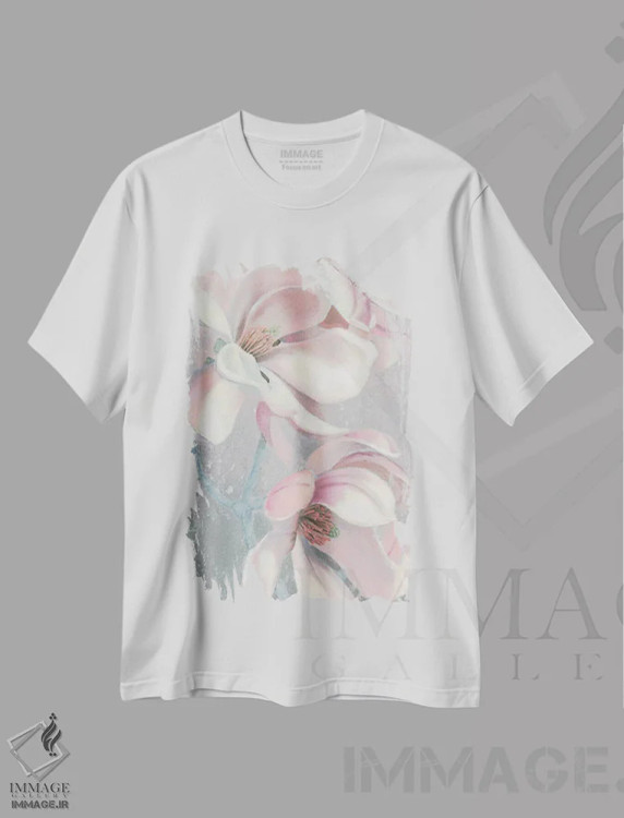 تیشرت سفید طرح دار شکوفه سپیده دم شماره یک، تزئینی اثر جیمز وینس | immage.ir