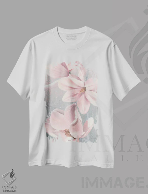 تیشرت سفید طرح دار شکوفه سپیده دم شماره دو، تزئینی اثر جیمز وینس | فروشگاه ایماژ