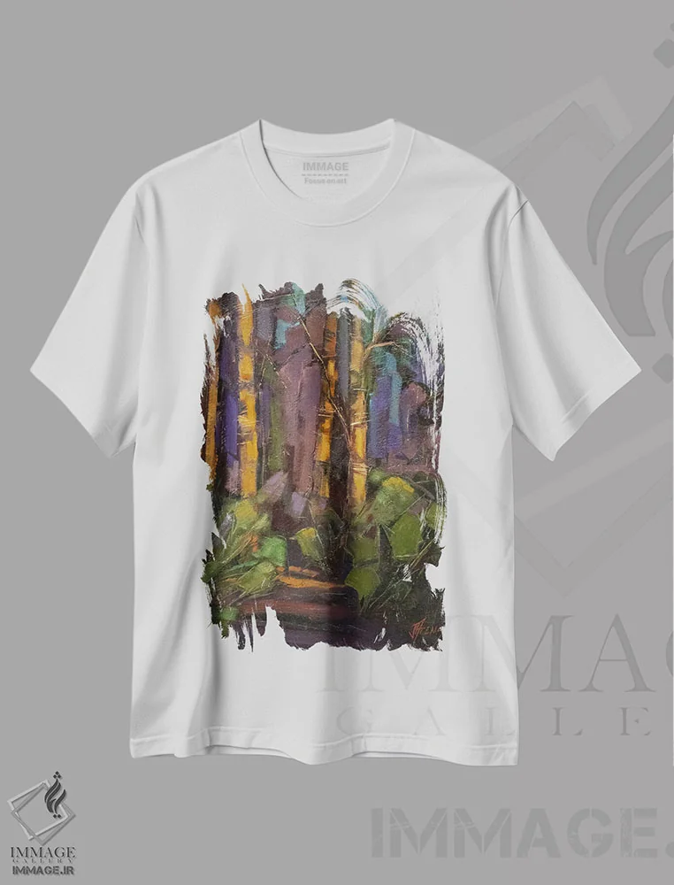 تیشرت سفید طرح دار آخرین نور، دکور کلبه و لژ اثر جودی آهرنز | فروشگاه ایماژ