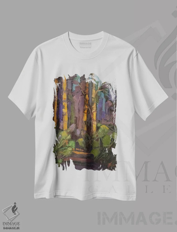 تیشرت سفید طرح دار آخرین نور، دکور کلبه و لژ اثر جودی آهرنز | فروشگاه ایماژ