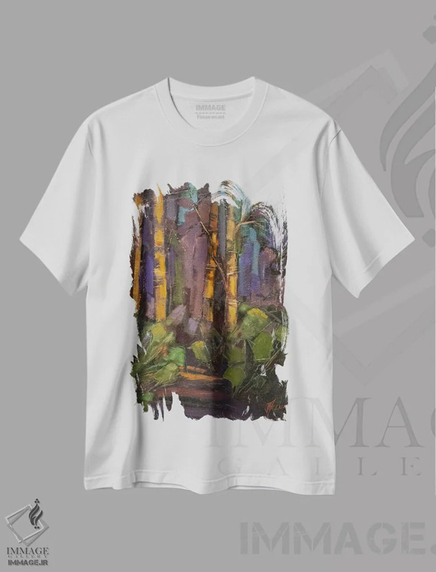 تیشرت سفید طرح دار آخرین نور، دکور کلبه و لژ اثر جودی آهرنز | فروشگاه ایماژ