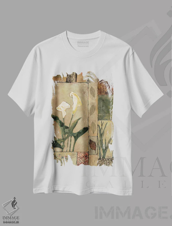 تیشرت سفید طرح دار برکت طبیعت شماره یک، دکور معاصر اثر جودی باگناتو | فروشگاه ایماژ