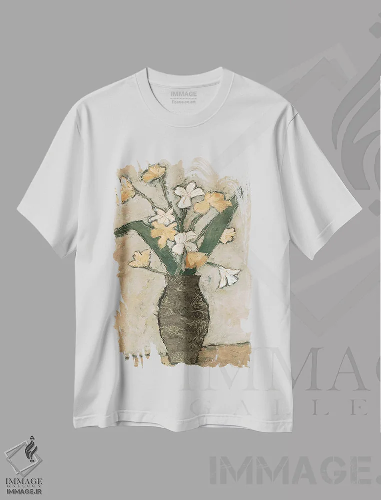 تیشرت سفید طرح دار گل ها از B شماره یک، دکور معاصر اثر جودی باگناتو | immage.ir