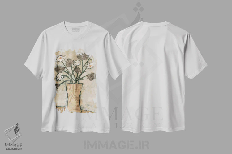 تیشرت سفید طرح دار گل ها از B شماره دو، دکور معاصر اثر جودی باگناتو | فروشگاه ایماژ