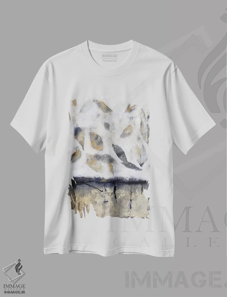 تیشرت سفید طرح دار بالا رفتن در تاوپ شماره یک، آبستره اثر جودی باگناتو | immage.ir