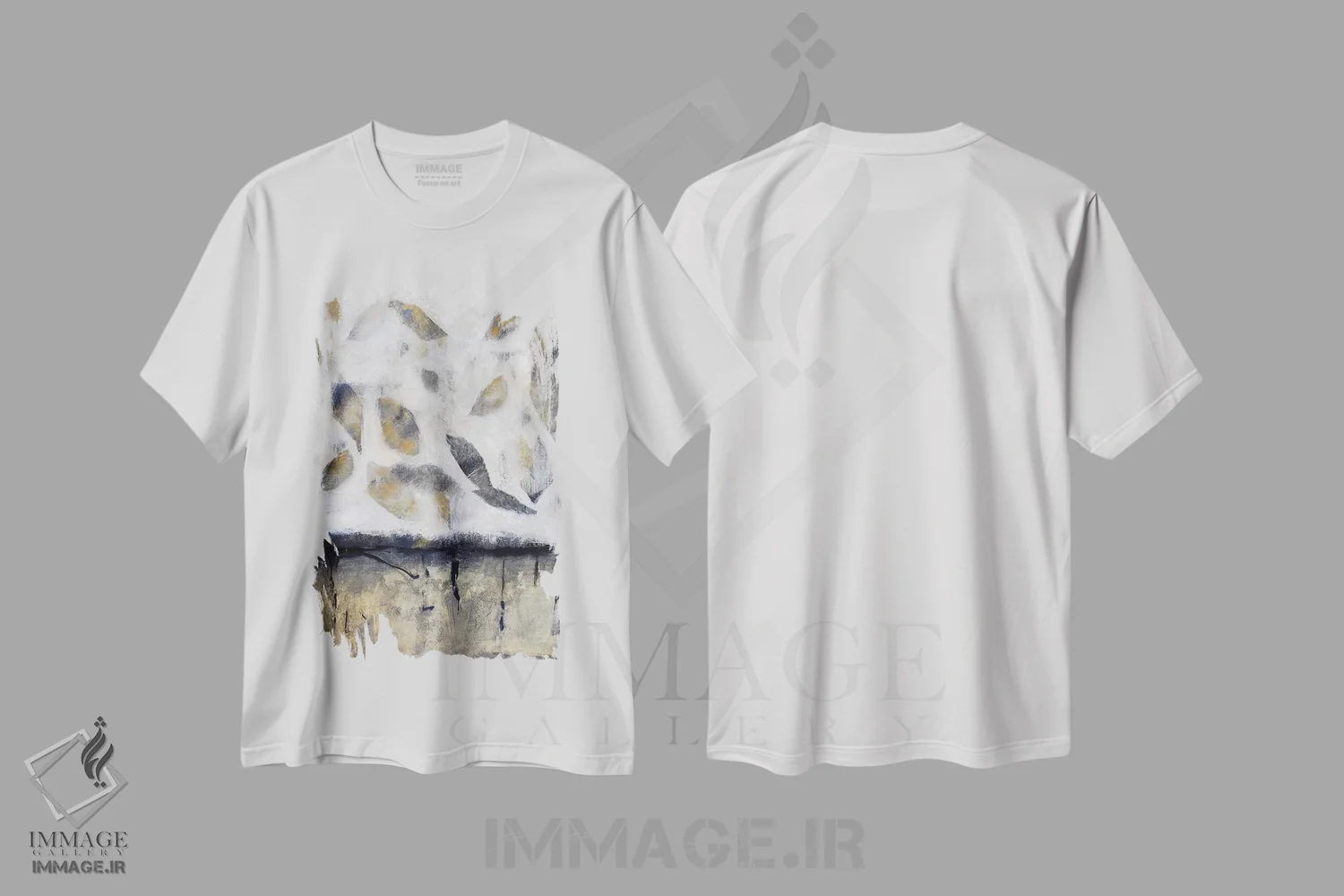 تیشرت سفید طرح دار بالا رفتن در تاوپ شماره یک، آبستره اثر جودی باگناتو | immage.ir