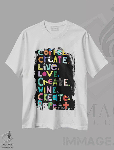 تیشرت سفید طرح دار خلق کن، تزئینی اثر جن بوچلی | فروشگاه ایماژ