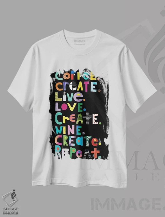 تیشرت سفید طرح دار خلق کن، تزئینی اثر جن بوچلی | فروشگاه ایماژ