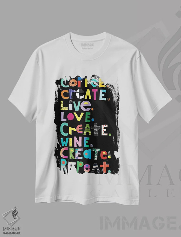 تیشرت سفید طرح دار خلق کن، تزئینی اثر جن بوچلی | فروشگاه ایماژ