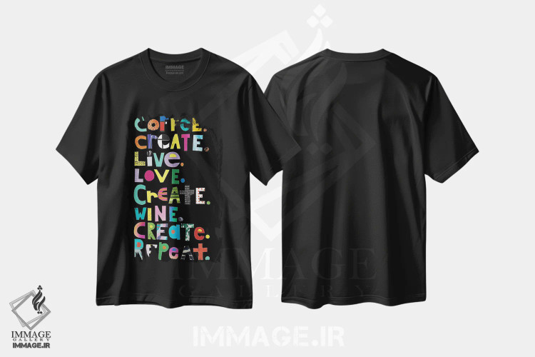 تیشرت مشکی طرح دار خلق کن، تزئینی اثر جن بوچلی | immage.ir