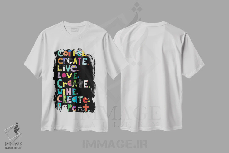 تیشرت سفید طرح دار خلق کن، تزئینی اثر جن بوچلی | فروشگاه ایماژ