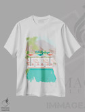 تیشرت سفید طرح دار خوش آمدی به پالم اسپرینگز، تزئینی اثر جن بوچلی | فروشگاه ایماژ