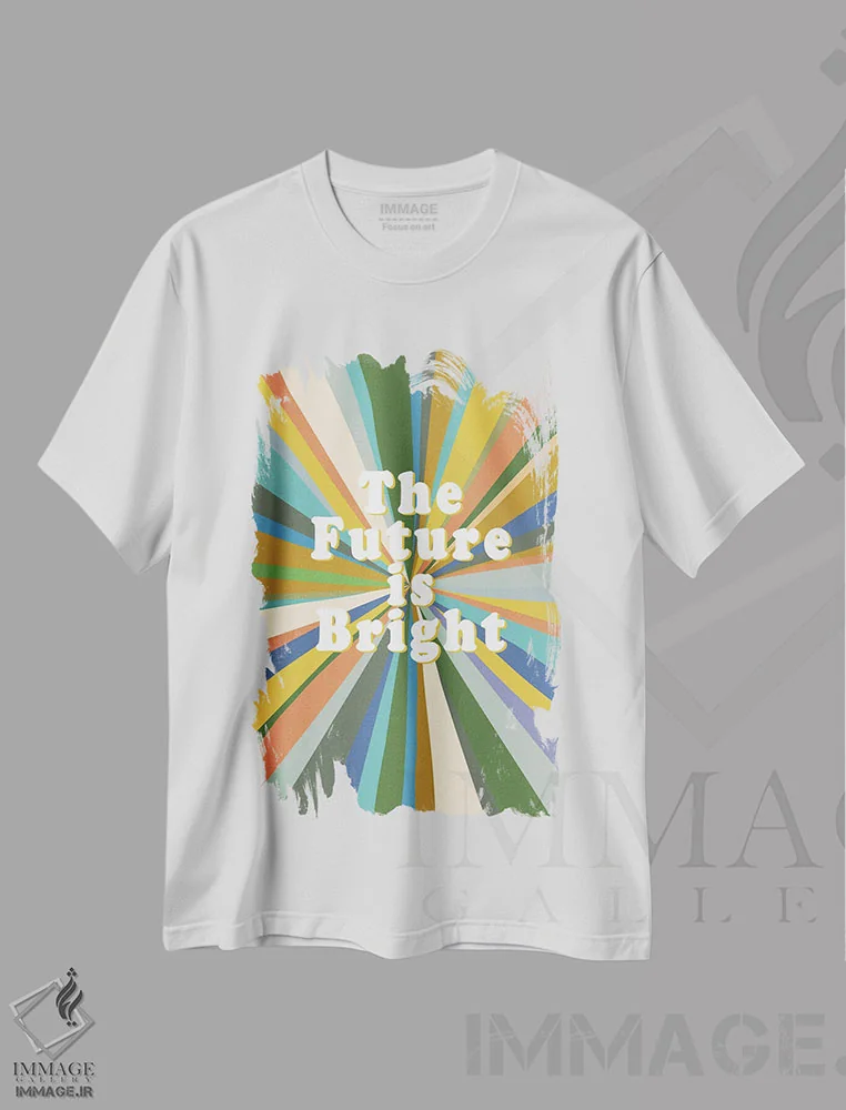 تیشرت سفید طرح دار آینده روشن است، آبستره اثر جن بوچلی | فروشگاه ایماژ