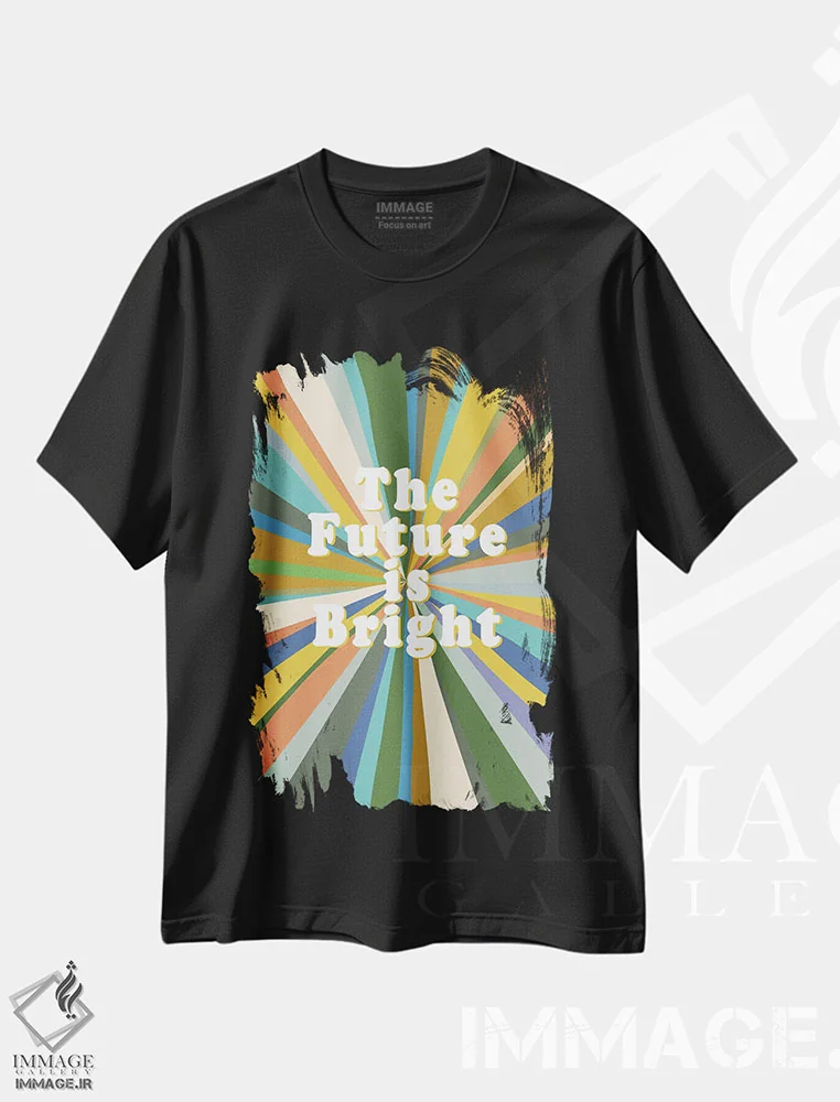 تیشرت مشکی طرح دار آینده روشن است، آبستره اثر جن بوچلی | immage.ir