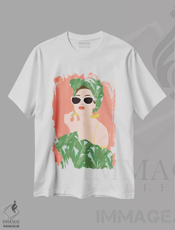 تیشرت سفید طرح دار بانوی استوایی، تزئینی اثر جن بوچلی | immage.ir