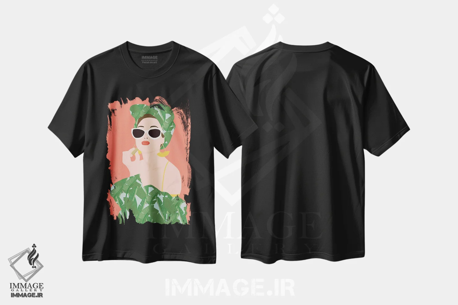 تیشرت مشکی طرح دار بانوی استوایی، تزئینی اثر جن بوچلی | فروشگاه ایماژ