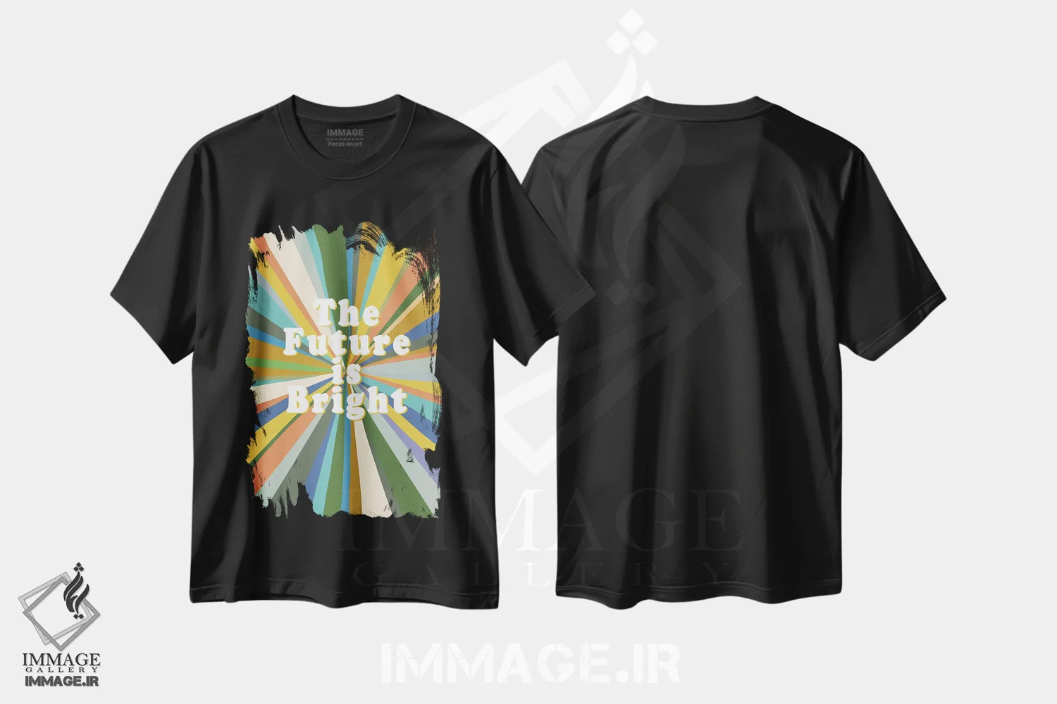 تیشرت مشکی طرح دار آینده روشن است، آبستره اثر جن بوچلی | immage.ir