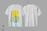 تیشرت سفید طرح دار آفتاب و مهربانی، هنر دیجیتال اثر جن بوچلی | immage.ir