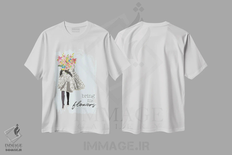 تیشرت سفید طرح دار برایم گل بیاور، تزئینی اثر جن بوچلی | immage.ir