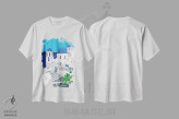 تیشرت سفید طرح دار سانتورینی، تزئینی اثر جن بوچلی | immage.ir